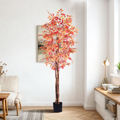 Artificial Autumn Color Oak Tree 150cm 180cm 210cm | Seasonal Faux Oak for Interior Decor & Commercial Landscaping