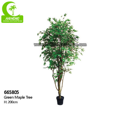 Realistic Flame Retardant H200cm Artificial Maple Plant Good Looking