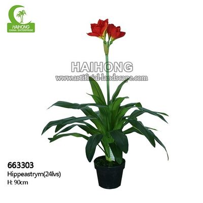 Colorful Decorative 90cm Plastic Artificial Potted Flower Hippeastrum