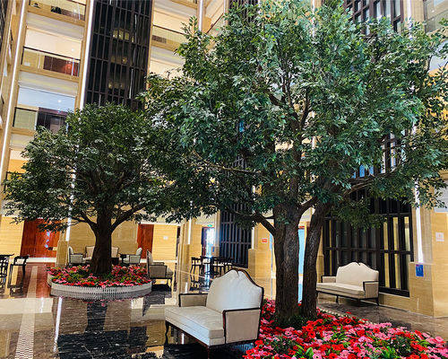 10-13ft Dostosowalne duże sztuczne Banyan Ficus Drzewo z gęstym baldachimem - lobby centralnym elementem dla przestrzeni komercyjnych