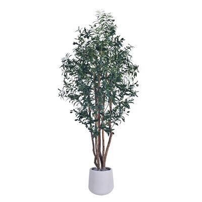 Wysokiej klasy 6FT Faux Olive Tree Indoor Multi Trunk Black Sztuczne drzewo oliwne z naturalnym drewnem