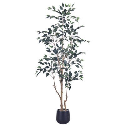 Indoor/Outdoor UV Protected Artificial Plants Banyan Tree High-Fidelity PE Decorative Art High-Low Leaves for Easter Home Decor