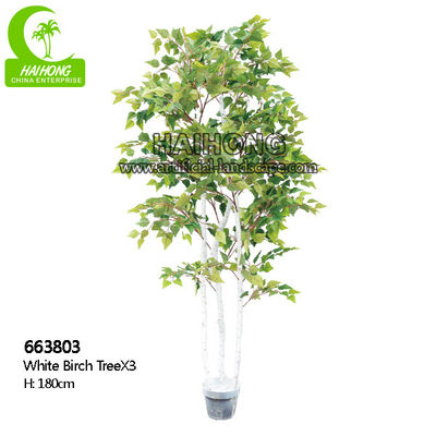 Factory Customizable Good-Looking Artificial White Birch Tree With Three Trunk Green Garden Landscaping